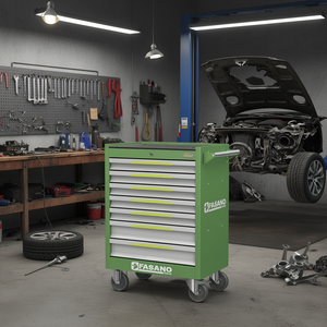 FASANO Tools 7 <b>Drawer</b> Rolling Tool Cabinet Green Metal <b>Workshop</b> Storage Cart for Auto Repair - Product Image 3