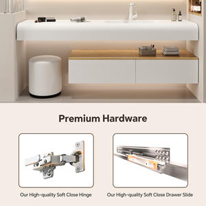 Meuble-lavabo minimaliste <span class=keywords><strong>de</strong></span> luxe léger <span class=keywords><strong>avec</strong></span> évier intégré en pierre acrylique, <span class=keywords><strong>miroir</strong></span> LED intelligent/armoire-lavabo - Product Image 3