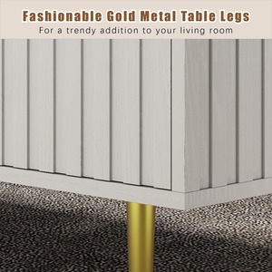 Bán buôn hiện đại giọng trắng sang trọng hình chữ nhật bằng gỗ rãnh Bàn cà phê bàn trà với 2 ngăn kéo lớn lưu trữ cho phòng khách - Product Image 3