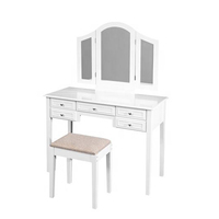Ensemble de coiffeuse moderne avec miroir rotatif à 180 degrés, pliable, pour la chambre à coucher ou le salon, en bois