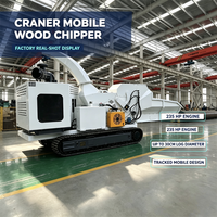 Broyeur de branches mobile sur chenilles diesel OEM 235HP pour déchets forestiers et de jardin