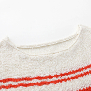 Vente en gros de pull rétro à épaules décolletées, <span class=keywords><strong>col</strong></span> <span class=keywords><strong>bateau</strong></span>, pull tricoté en polyester en coton uni et pelucheux, pull pour femme - Product Image 2