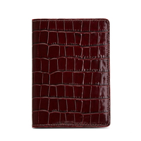 Dompet kartu kredit kulit buaya pria, dompet paspor minimalis lipat ganda, tempat kartu kredit ramping dengan Logo kustom untuk pria