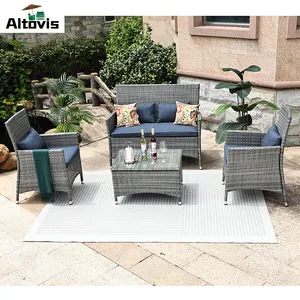 Venta de fábrica de marco de acero de alta Garde para todo tipo de clima mimbre balcón muebles junto a la piscina para el jardín