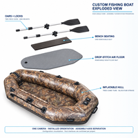 Perahu Karet Tiup Kustom dan Perahu Dinghy dengan Lantai Tiup, Kursi Bangku, Dayung, Branding dan Kemasan OEM untuk Pengecer Kelautan