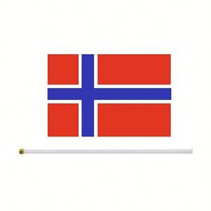 Custom 12x18 Inch Mini 100% Polyester Norway Norwegian Hand Held <b>Flag</b> - Product Image 4