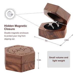 Emballage personnalisé Prix de fiançailles Boîte à bagues en bois Boîte à bagues Boîte au porteur en gros avec couvercle magnétique pour proposition - Product Image 6