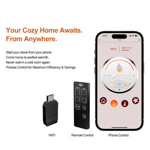 Poêle <span class=keywords><strong>à</strong></span> granulés de <span class=keywords><strong>bois</strong></span> miniature moderne, confortable et <span class=keywords><strong>à</strong></span> haute efficacité, avec télécommande Wifi, en fonte, modèle KM0605A - Product Image 5