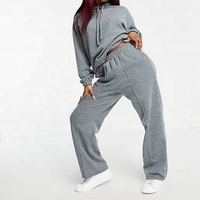 Ensemble de jogging 2 pièces pour femme, personnalisable, haute qualité, en molleton 100% coton, coupe ample, couleur unie, style streetwear oversize