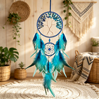 Nouveau Attrape-rêves en plumes et pierres de cristal 2027, motif Arbre de Vie, Décoration murale en maille pour la maison
