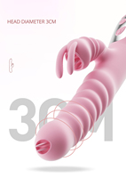 Zungen-Leck-Vibrator Rabbit-Vibrator Teleskopisch Schwingend Heizend 20 Vibrationsmodi USB-Aufladbar Silikon ABS Rosa