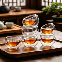 Ensemble de tasses à thé en verre à double paroi de style minimaliste élégant, tasses transparentes isolées thermiquement pour le thé, les boissons chaudes SUNPRO