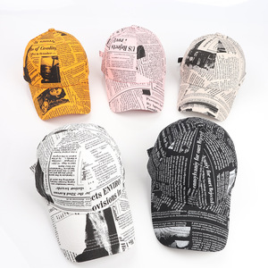 New <b>Hat</b> 2020 Newspaper Print Baseball Cap Unisex Casual Polyester Cotton Canvas <b>Duck</b> Bill <b>Hat</b> - Product Image 2