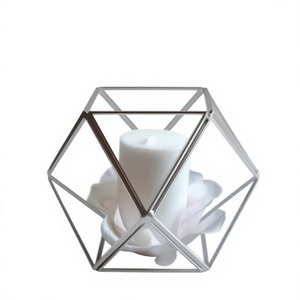 Customized Metal Glass Christmas <b>Candle</b> Holder with Geometrical Design Eco-Friendly Handmade Iron & Glass Votive Terrarium Decor - Product Image 1