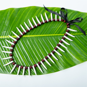 Collana Samoana di Alta Qualità <span class=keywords><strong>Ula</strong></span> Nifo <span class=keywords><strong>Ula</strong></span> Lei KN-jn008 Collana Hawaiana con Noce di Kukui - Product Image 1