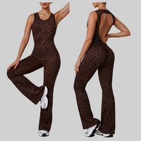 Combinaison de sport YNSEA personnalisée une pièce, dos nu, avec fermeture éclair, pantalon évasé, respirante, pour la gym, le fitness et le yoga pour femme