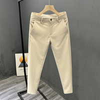 Pantalon de style britannique pour homme, coupe droite, décontracté et formel, idéal pour le printemps et l'été