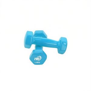 Haltères hexagonaux bleus brillants de 1,5 kg, revêtement par immersion coloré pour une identification facile - Product Image 2