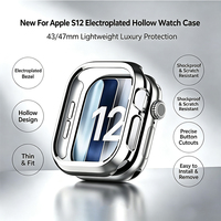 Protecteur électroplaqué ajouré pour Apple Watch S12 42mm 46mm, surface brillante, résistant aux rayures, anti-chute, coque de protection