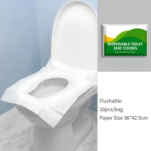 Protège-sièges de toilettes jetables biodégradables en pâte de bois, 1 couche, monobloc, pour toilettes publiques - Prix usine, vente en gros - Product Image 3