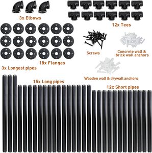 Scaffale Aperto Industriale in Ghisa a 5 Ripiani, 180 cm di Altezza, 30 cm di Profondità, Autoportante o da Parete, Stile Rustico Fai-da-Te per <span class=keywords><strong>Dispensa</strong></span> - Product Image 4