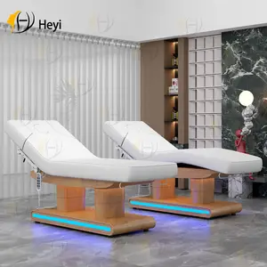 High-End Luxe Moderne Cosmetische Stretch Therapie Salon Beauty Spa Gezicht Wit 4 Motoren Houten Elektrisch Massagebed