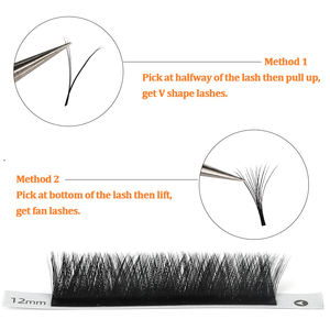 Nouveaux cils individuels en forme de <span class=keywords><strong>V</strong></span> C D Curl Volume extension de cils Private Label 0.05 0.07 extension de cils à ventilateur facile - Product Image 4