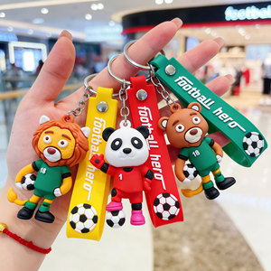 Llaveros de Fútbol con Animales de Dibujos Animados, Colgante 3D de PVC, Regalo de Recuerdo, Accesorio Ligero para Bolsos - Product Image 3