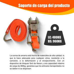 27mm X 5m Renforcé J-Hook Sangle d'arrimage PE Matériel Cliquet Attache S Crochet Raccords Capacité 480KG-960KG Certifié GS - Product Image 3