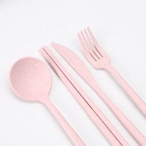 4 pezzi eco-friendly riutilizzabili paglia di grano in plastica posate tazza piatto da <span class=keywords><strong>Picnic</strong></span> stoviglie <span class=keywords><strong>Set</strong></span> per bambini e adulti - Product Image 5