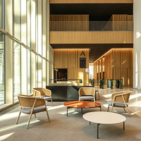 Fauteuil de salon rembourré en bois massif à dossier incurvé, fauteuil d'appoint pour hall d'hôtel et salle de repos