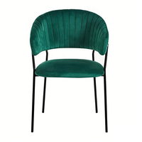 Fauteuil rembourré de style italien, élégante chaise de salle à manger en velours avec dossier capitonné