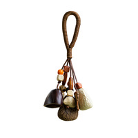 Pendentifs carillons à vent en bois de coquille de fruit naturel soigneusement sélectionnés, clochettes suspendues bruyantes faites à la main pour DIY, plantes, fruits, sacs à dos