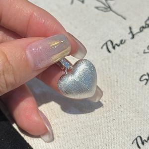 S925 Pure Silver Brushed <b>Heart</b> Pendant with Medieval Niche Design Light Luxury Vintage Style Cool and <b>Sweet</b> Chic Charms - Product Image 4