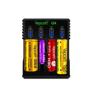 लिथियम आयन रिचार्जेबल बैटरियों के लिए Vapcell Q4 4-स्लॉट बैटरी चार्जर 12A चार्जर