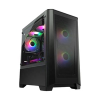 Boîtier de PC de jeu de bureau Micro ATX Mid Tower en acier avec panneau latéral en verre, support de refroidissement par eau de 240 mm, ventilateurs RGB/LED de 12 cm, alimentation de 160 mm