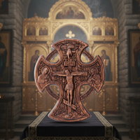 Croix murale orthodoxe en bois de Jésus Crucifix, plaque décorative religieuse sculptée à la main, cadeau de décoration pour église chrétienne