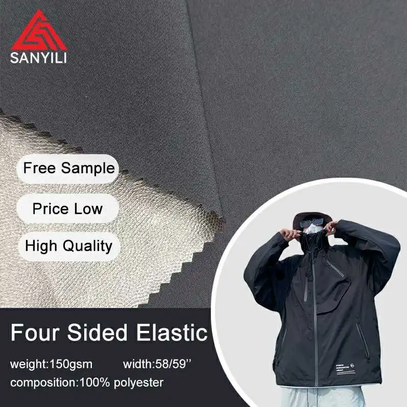 100D four way stretch polyester fabric breathable waterproof fabric for men down jacket hood puffer