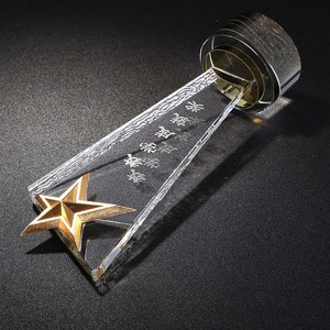 Trofeo de Cristal con Estrella de Cinco Puntas en Oro, Plata y Bronce con Logotipo Personalizado HBL para Eventos Deportivos y Regalos de Bienvenida - Product Image 3
