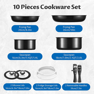 High Quality Modern Pots <b>Pans</b> Glass Lids Bakelite <b>Handle</b> Ceramic Non-Stick Induction 9 Piece Aluminum Cookware Set - Product Image 2