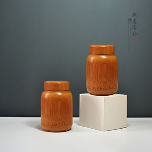 <b>Bamboo</b> Tea Canister Wooden Lid Storage <b>Container</b> For Tea Packaging Chongqing Origin Turning Carving Craft - Product Image 2