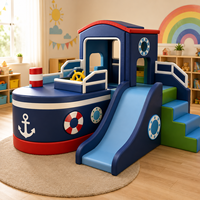 Équipement de terrain de jeu intérieur sur le thème des pirates, bateau pirate personnalisé, ensemble de jeux souples en forme de croiseur pour café, fête, événement