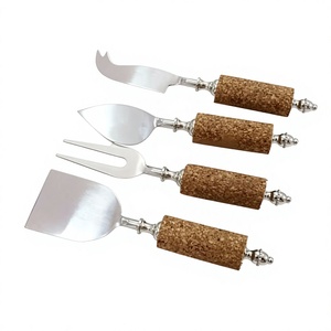 Ensemble de couverts en acier personnalisé avec logo, manche en liège, prix de gros fabricant, pour la table et la cuisine - Product Image 1