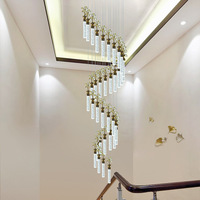 Lustre moderne de luxe en cristal avec télécommande LED, suspension rotative pour escalier duplex, hall et salon