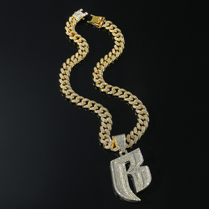 Collar con Colgante de Letra B Chapado en Oro y Plata Estilo Hiphop, Collar Personalizado con Cadena Cubana Punk para Hombre, Joyería de Moda - Product Image 3
