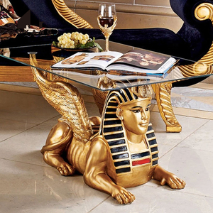 Sculpture Moderne Décorations d'intérieur Comptoir en verre Métal Laiton nu Sculpture en bronze sirène Table basse - Product Image 3
