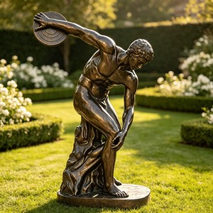 Escultura Europea de Bronce del Discóbolo, Réplica Clásica de Atleta para Decoración de Hoteles y Villas - Product Image 1