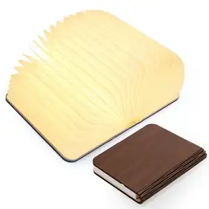 Flexible Novelty Led Wooden Folding Book Light Custom Portable Rechargeable Led Book Lamp