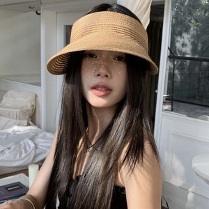 หมวกกันแดดป้องกันรังสียูวี แฟชั่น ปีกกว้าง สำหรับกิจกรรมกลางแจ้ง ฤดูร้อน เดินทาง ท่องเที่ยวชายหาด หมวกสานทรงเปิดด้านบน สำหรับผู้หญิง - Product Image 3