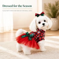 Robe de Noël 2026 pour chien, pull élastique avec jupe en tulle, tenue de fête douce pour petits chiens et chats, vêtements pour animaux de compagnie en gros